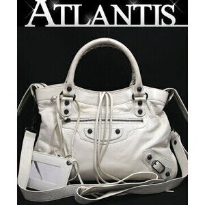 Balenciaga The Town Handbag Shoulder Bag White Leather